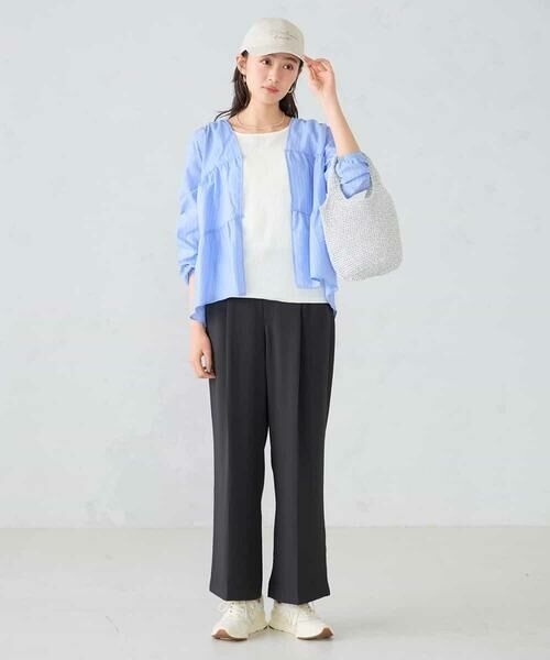 a.v.v / アー・ヴェ・ヴェ シャツ・ブラウス | ストライプ柄ティアードシアーブラウス | 詳細4