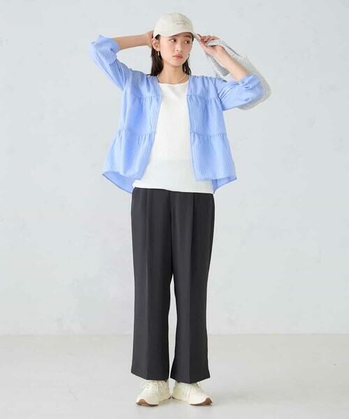 a.v.v / アー・ヴェ・ヴェ シャツ・ブラウス | ストライプ柄ティアードシアーブラウス | 詳細5