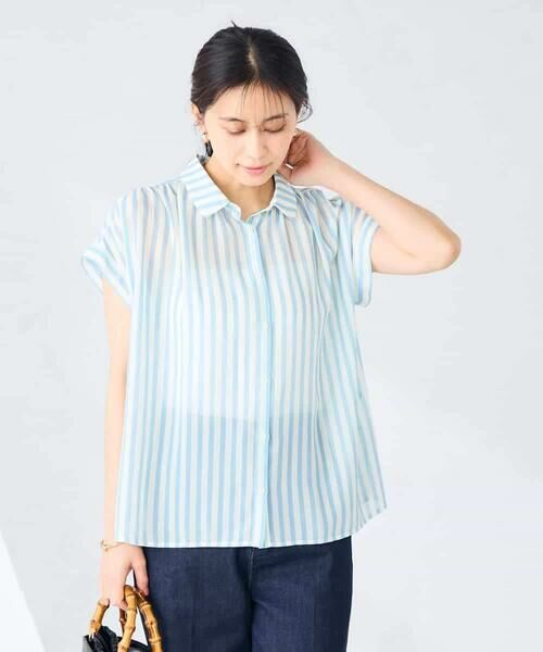 a.v.v / アー・ヴェ・ヴェ シャツ・ブラウス | ストライプシアーシャツ（ライトブルー）