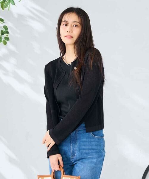 a.v.v / アー・ヴェ・ヴェ カーディガン・ボレロ | サマーメッシュショートカーディガン（ブラック）