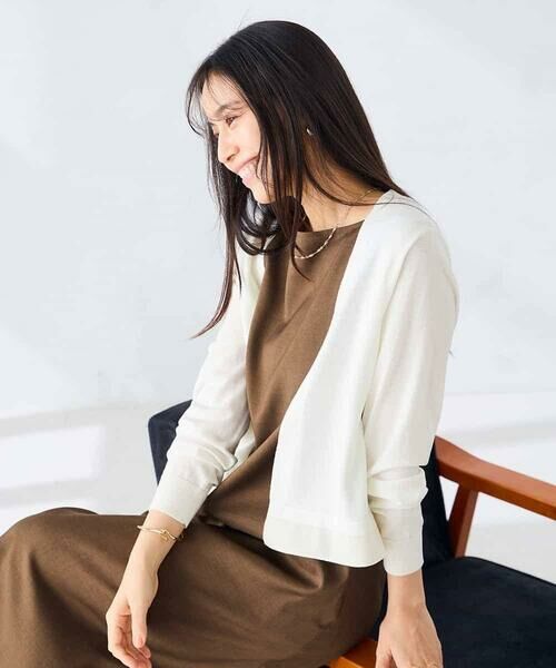 a.v.v / アー・ヴェ・ヴェ カーディガン・ボレロ | シアーラメトッパーカーディガン（アイボリー）