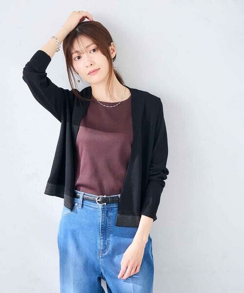 a.v.v / アー・ヴェ・ヴェ カーディガン・ボレロ | シアーラメトッパーカーディガン（ブラック）