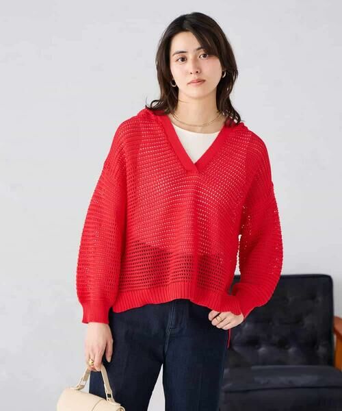a.v.v / アー・ヴェ・ヴェ ニット・セーター | メッシュフードニットプルオーバー（レッド）