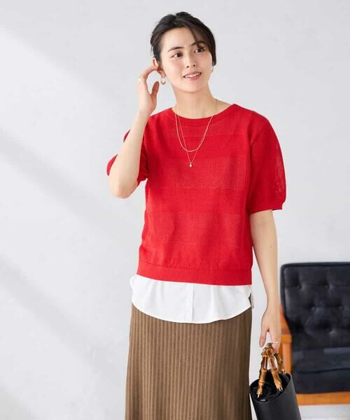 a.v.v / アー・ヴェ・ヴェ ニット・セーター | ラメッシュボーダープルオーバー（レッド）