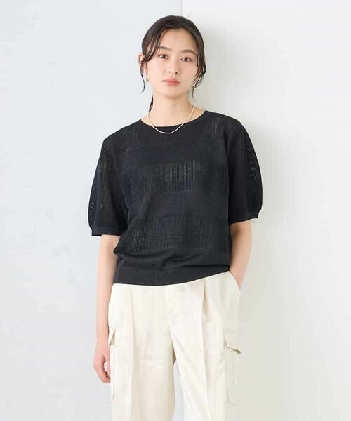 a.v.v / アー・ヴェ・ヴェ ニット・セーター | ラメッシュボーダープルオーバー（ブラック）