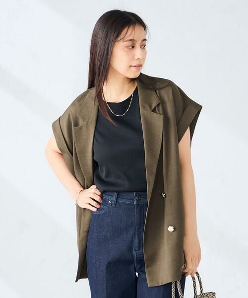 a.v.v / アー・ヴェ・ヴェ テーラードジャケット | 【ストレッチ/洗える】フレンチスリーブジレジャケット | 詳細13