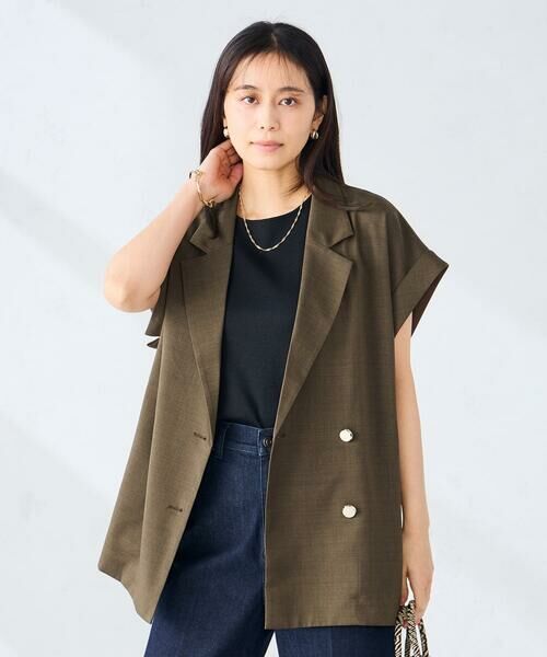 a.v.v / アー・ヴェ・ヴェ テーラードジャケット | 【ストレッチ/洗える】フレンチスリーブジレジャケット | 詳細14