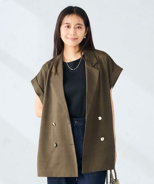 a.v.v / アー・ヴェ・ヴェ テーラードジャケット | 【ストレッチ/洗える】フレンチスリーブジレジャケット | 詳細15