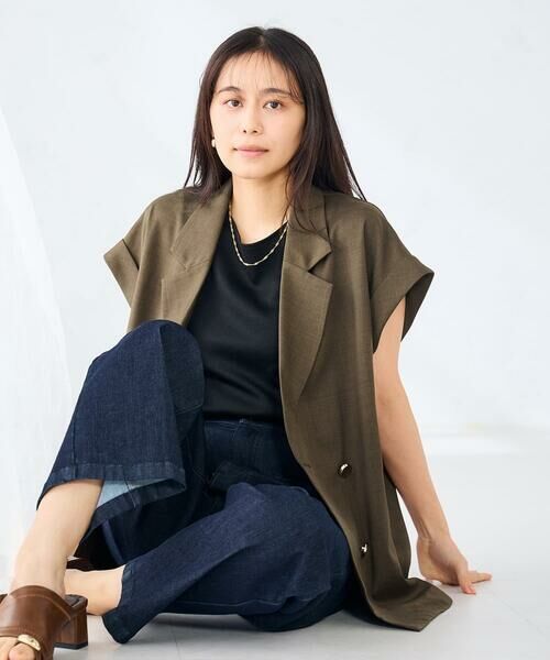 a.v.v / アー・ヴェ・ヴェ テーラードジャケット | 【ストレッチ/洗える】フレンチスリーブジレジャケット | 詳細18