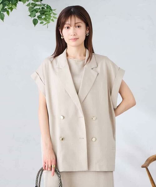 a.v.v / アー・ヴェ・ヴェ テーラードジャケット | 【ストレッチ/洗える】フレンチスリーブジレジャケット | 詳細2