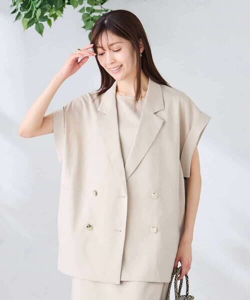 a.v.v / アー・ヴェ・ヴェ テーラードジャケット | 【ストレッチ/洗える】フレンチスリーブジレジャケット | 詳細3