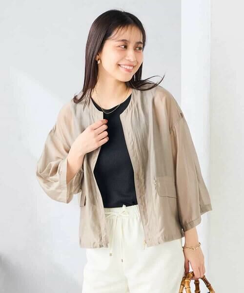 a.v.v / アー・ヴェ・ヴェ ノーカラージャケット | ノーカラーシアーブルゾン（カーキ）