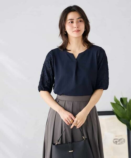 a.v.v / アー・ヴェ・ヴェ カットソー | レースジャガードスリーブトップス | 詳細2