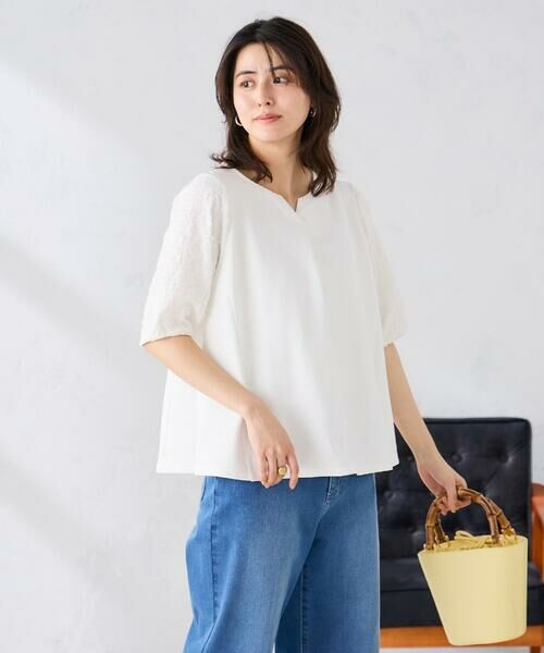 a.v.v / アー・ヴェ・ヴェ カットソー | レースジャガードスリーブトップス | 詳細7