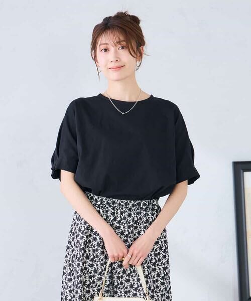 a.v.v / アー・ヴェ・ヴェ カットソー | 【コットン 100%】タックドルマンスリーブカットソー（ブラック）