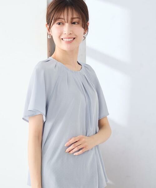 a.v.v / アー・ヴェ・ヴェ シャツ・ブラウス | 【洗える】ドビードットフレアスリーブブラウス（ライトブルー）