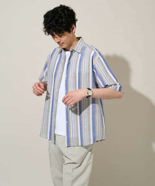 a.v.v / アー・ヴェ・ヴェ シャツ・ブラウス | 【洗濯機で洗える】マルチストライプワイドシルエットシャツ | 詳細13