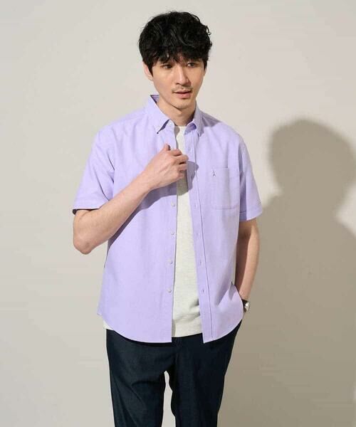 a.v.v / アー・ヴェ・ヴェ シャツ・ブラウス | 【イージーケア/洗濯機で洗える/速乾/接触冷感/毛玉になりにくい】オックスハンソデシャツ（ラベンダー）