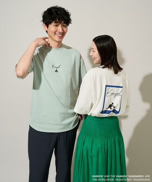 a.v.v / アー・ヴェ・ヴェ カットソー | 【コラボ/接触冷感】ＫＡＮＧＯＬスクエアプリントロングシルエットカットソー（グリーン）