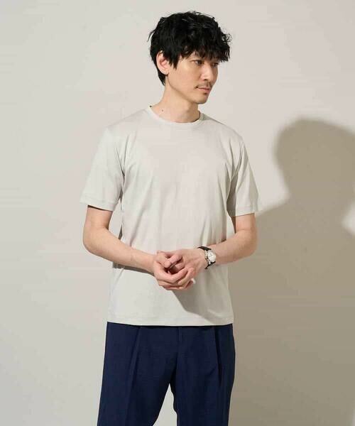 a.v.v / アー・ヴェ・ヴェ カットソー | 【洗濯機で洗える/接触冷感/UVカット/毛玉になりにくい】シルケットスムースクルーネックスマートＴシャツ（ライトグレー）