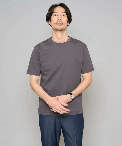 a.v.v / アー・ヴェ・ヴェ カットソー | 【洗濯機で洗える/接触冷感/UVカット/毛玉になりにくい】シルケットスムースクルーネックスマートＴシャツ（ダークグレー）
