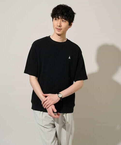 a.v.v / アー・ヴェ・ヴェ カットソー | 【イージーケア/洗濯機で洗える/接触冷感/毛玉になりにくい】ライトアゼ１ポイントシシュウスウェットＴ（ブラック）