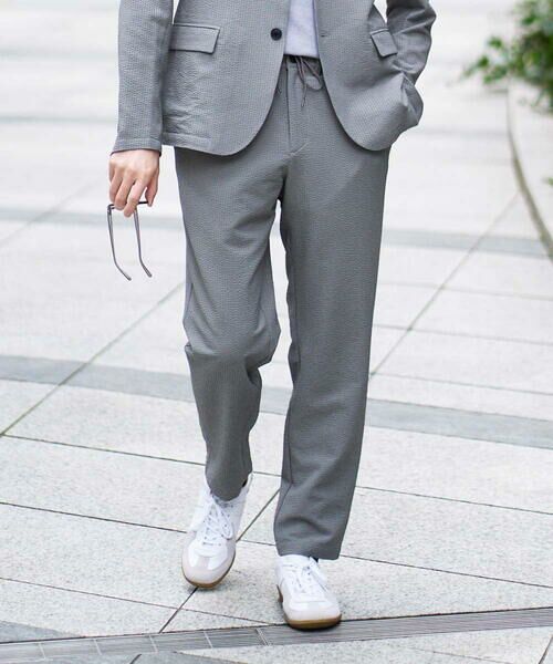 a.v.v / アー・ヴェ・ヴェ その他パンツ | 【イージーケア/洗濯機で洗える] シアサッカーセミルーズパンツ（グレー）