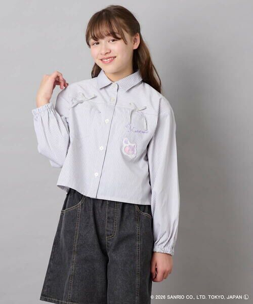 a.v.v / アー・ヴェ・ヴェ シャツ・ブラウス | [120-150]【数量限定】[クロミ]ストライプシャツ（ライトグレー）