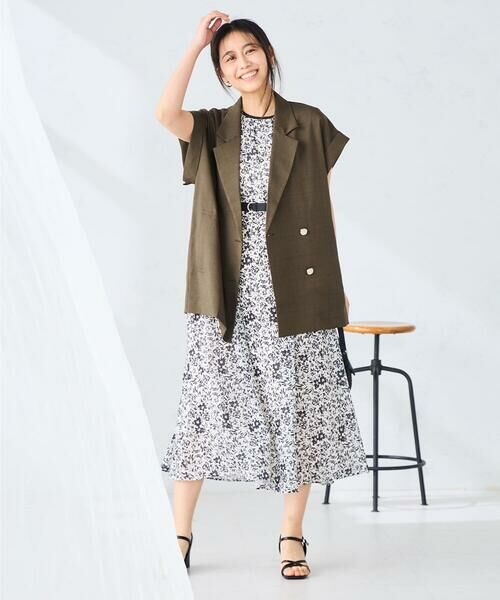 a.v.v / アー・ヴェ・ヴェ ロング・マキシ丈ワンピース | 【洗える】フラワープリントギャザーノースリーブワンピース | 詳細12