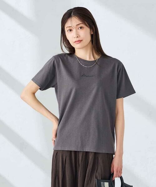 a.v.v / アー・ヴェ・ヴェ カットソー | 【接触冷感/UVカット/コットン100%】コンパクトロゴTシャツ(ダークグレー)