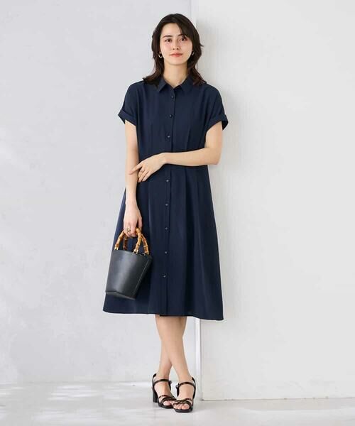 a.v.v / アー・ヴェ・ヴェ ロング・マキシ丈ワンピース | 【WEB限定】ドルマンスリーブシャツワンピース（ネイビー）