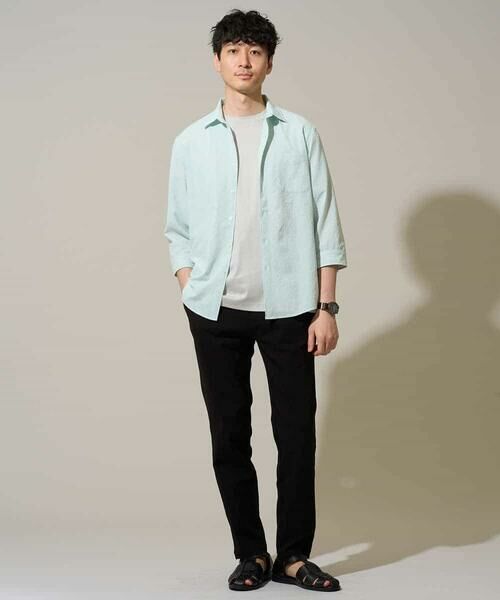 a.v.v / アー・ヴェ・ヴェ シャツ・ブラウス | 【イージーケア/洗濯機で洗える/毛玉になりにくい/ストレッチ】メッシュシアサッカーシチブソデシャツ | 詳細4