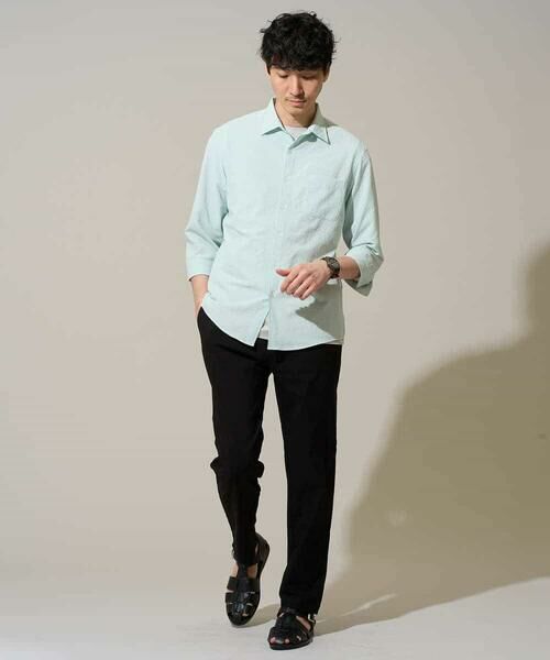 a.v.v / アー・ヴェ・ヴェ シャツ・ブラウス | 【イージーケア/洗濯機で洗える/毛玉になりにくい/ストレッチ】メッシュシアサッカーシチブソデシャツ | 詳細5