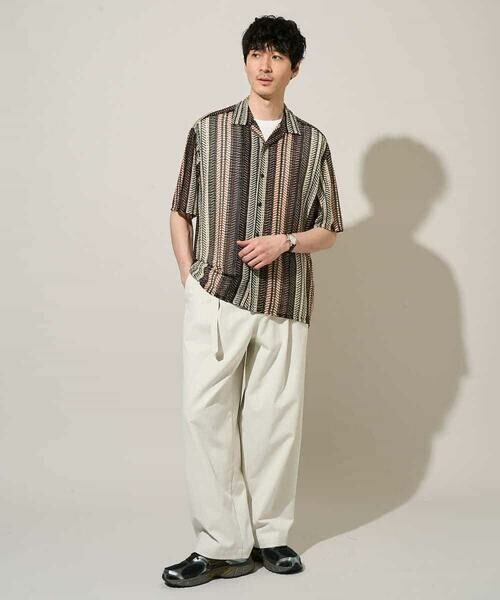 a.v.v / アー・ヴェ・ヴェ シャツ・ブラウス | 【洗濯機で洗える】ワイドストライプゴブソデオープンカラーシャツ | 詳細1