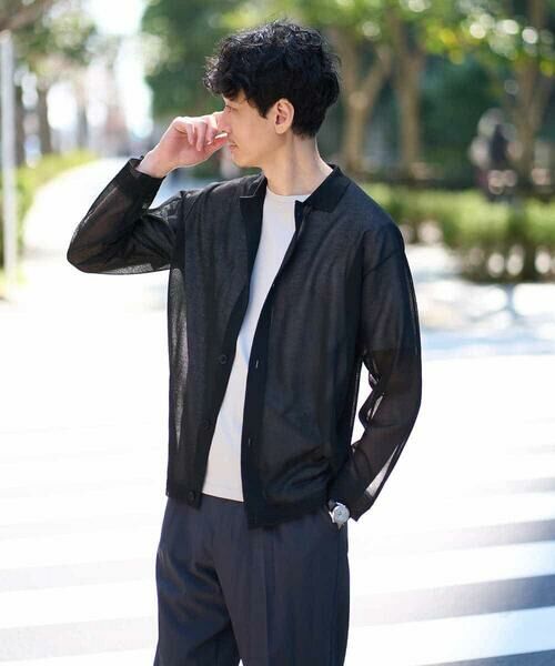 a.v.v / アー・ヴェ・ヴェ カーディガン・ボレロ | 【洗濯機で洗える】シアーニットカーディガン（ブラック）