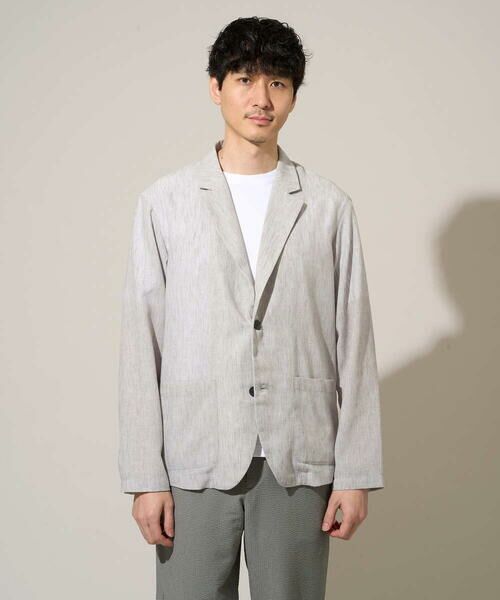 a.v.v / アー・ヴェ・ヴェ セットアップ | 【イージーケア/洗濯機で洗える/吸水速乾/接触冷感/シワになりにくい】メランジテーラードジャケット（ライトグレー）