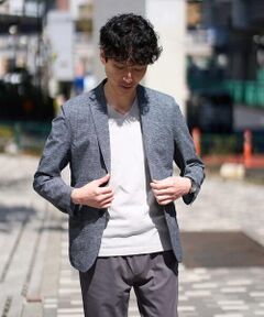 a.v.v / アー・ヴェ・ヴェ セットアップ | 【イージーケア/洗濯機で洗える/速乾/毛玉になりにくい/ストレッチ】サッカーハニカムプリントスマートジャケット