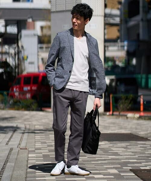 a.v.v / アー・ヴェ・ヴェ セットアップ | 【イージーケア/洗濯機で洗える/速乾/毛玉になりにくい/ストレッチ】サッカーハニカムプリントスマートジャケット | 詳細2