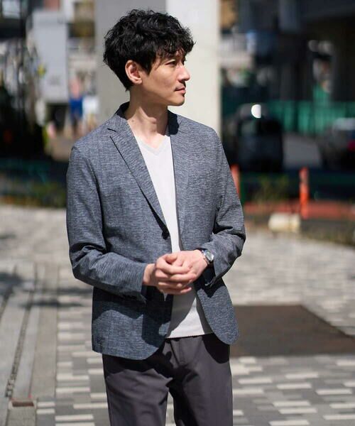 a.v.v / アー・ヴェ・ヴェ セットアップ | 【イージーケア/洗濯機で洗える/速乾/毛玉になりにくい/ストレッチ】サッカーハニカムプリントスマートジャケット | 詳細7