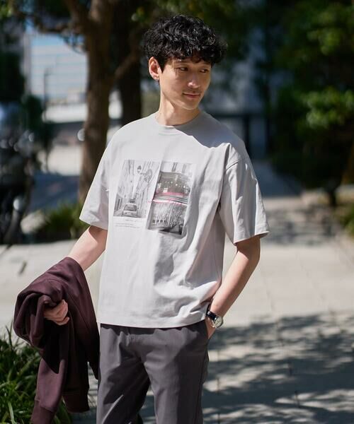 a.v.v / アー・ヴェ・ヴェ カットソー | 【接触冷感】フォトプリントワイドシルエットカットソー（ライトグレー）