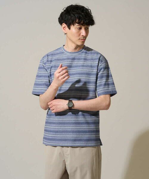 a.v.v / アー・ヴェ・ヴェ カットソー | 【イージーケア/洗濯機で洗える】ワッフルランダムボーダーカットソー | 詳細1