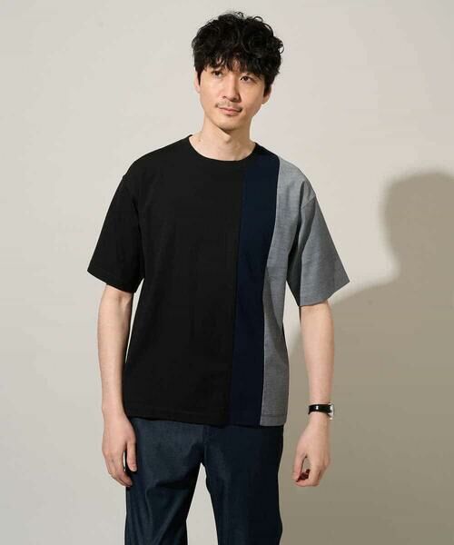 a.v.v / アー・ヴェ・ヴェ カットソー | 【洗濯機で洗える】タテキリカエカットソー（ブラック）