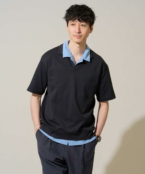 a.v.v / アー・ヴェ・ヴェ カットソー | 【イージーケア/洗濯機で洗える/接触冷感/毛玉になりにくい】ダブルフェイスワイドシルエットスキッパーポロ | 詳細10