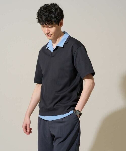 a.v.v / アー・ヴェ・ヴェ カットソー | 【イージーケア/洗濯機で洗える/接触冷感/毛玉になりにくい】ダブルフェイスワイドシルエットスキッパーポロ | 詳細9