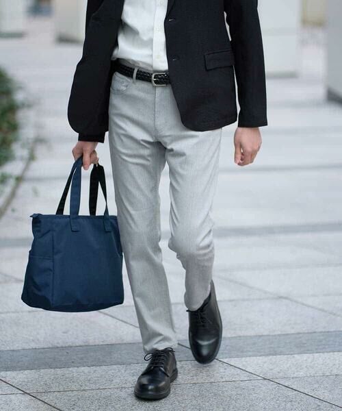 a.v.v / アー・ヴェ・ヴェ チノ・ワークパンツ | 【イージーケア/洗濯機で洗える/接触冷感/ストレッチ/シワになりにくい/毛玉になりにくい】ヘリンボーンストレッチ5ポケットパンツ(ライトグレー)