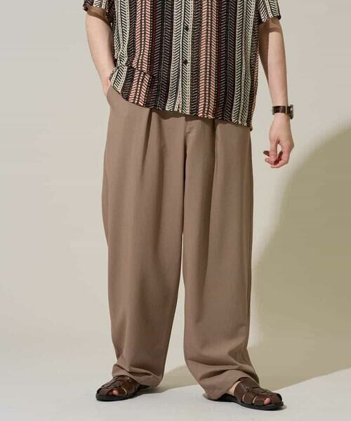 a.v.v / アー・ヴェ・ヴェ その他パンツ | 【イージーケア/洗濯機で洗える/シワになりにくい/接触冷感/ストレッチ】オックスストレッチオーバーパンツ（ベージュ）
