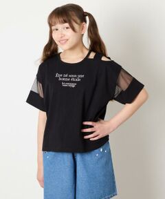 a.v.v / アー・ヴェ・ヴェ カットソー | [120-160]アシメ肩シアーTシャツ
