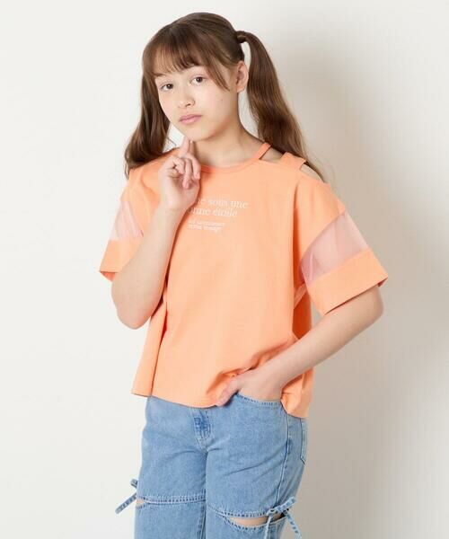 a.v.v / アー・ヴェ・ヴェ カットソー | [120-160]アシメ肩シアーTシャツ | 詳細1