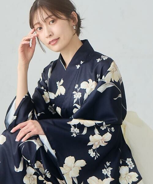 a.v.v / アー・ヴェ・ヴェ ロング・マキシ丈ワンピース | 二部式で簡単に着られる！セパレート浴衣 3点セット【接触冷感/洗える/吸水速乾/WEB限定】（ネイビー）