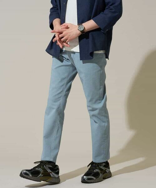 a.v.v / アー・ヴェ・ヴェ チノ・ワークパンツ | 【イージーケア/洗濯機で洗える/軽撥水/接触冷感/速乾/ストレッチ/毛玉になりにくい】ストレッチコードレーン5PKアンクルパンツ(ライトブルー)